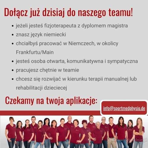 Fizjoterapeuto zabierz kolegę po fachu do pracy za granicą