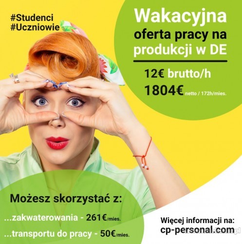 Praca dla studentów/uczniów na wakacje w Niemczech 4500 netto w 3 miesiące