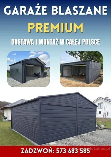 Garaż_blaszany_w_kolorze_grafit_z_bramą_uchylną_i_dodatkami.webp